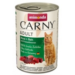 ANIMONDA CARNY CAT ADULT WOŁOWINA, DZICZYZNA + BORÓWKA PUSZKA 400G